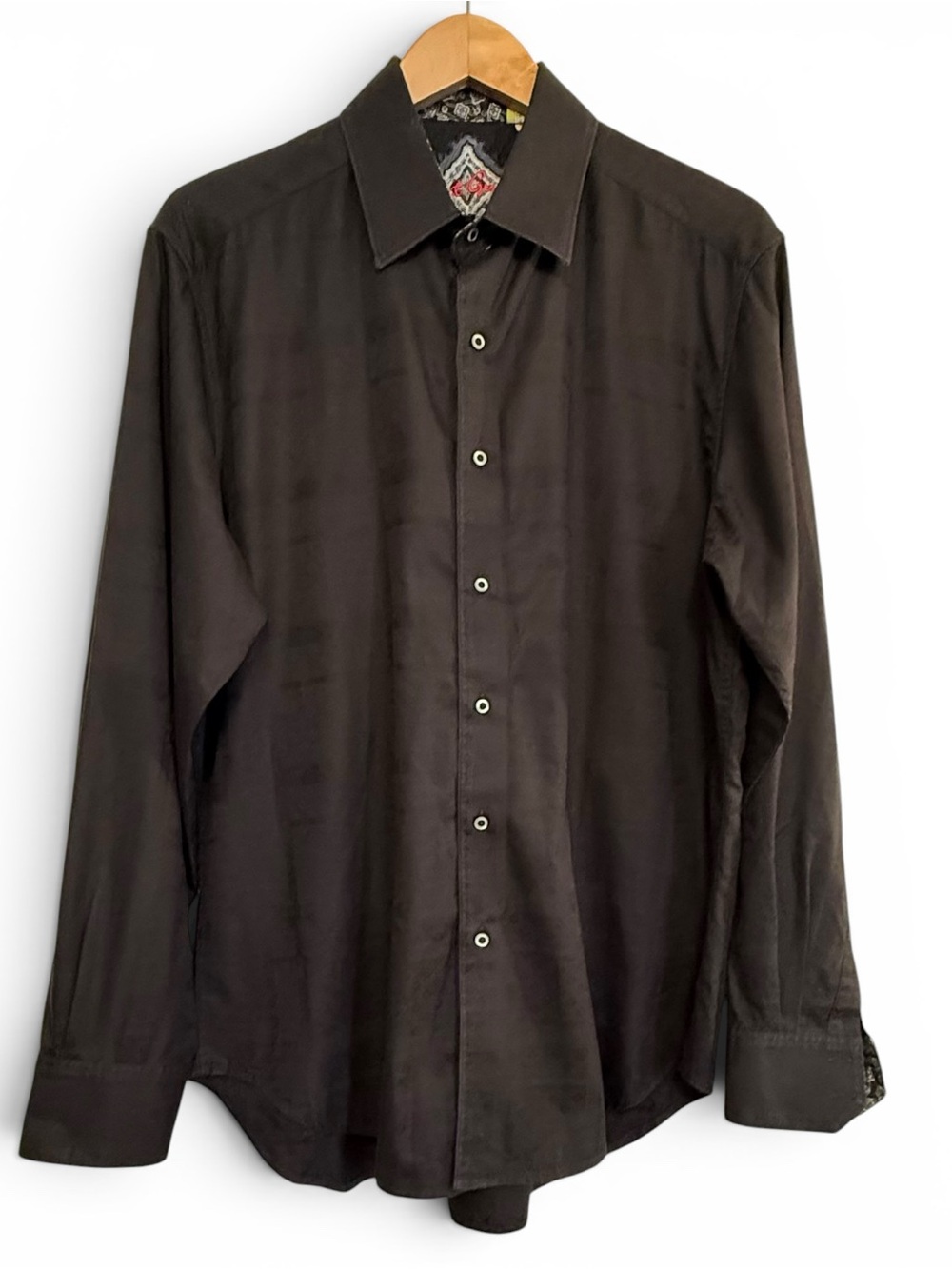 Robert Graham Shirt Mens Large Black Classic Fit Long Sleeve Button Up Casual